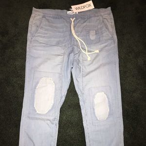 Wildfox Lightweight Chambray Drawstring Joggers